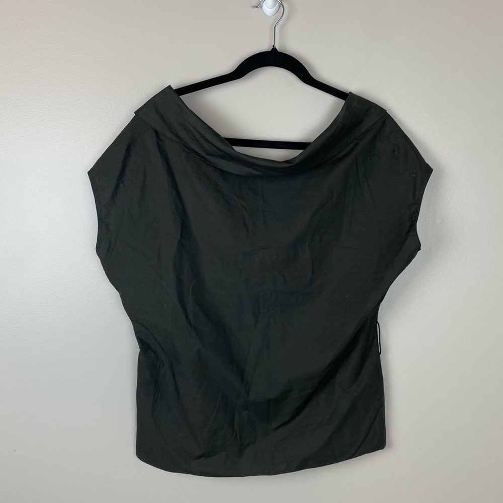 Marni green gray cotton top size 44 or US 8 designer luxury lagenlook